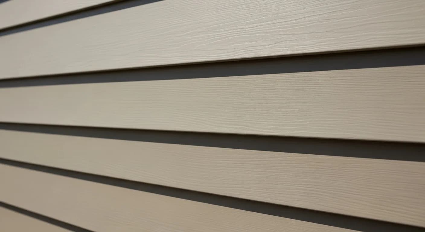 Close-up detail of durable fiber cement lap siding with factory ColorPlus finish on a California home