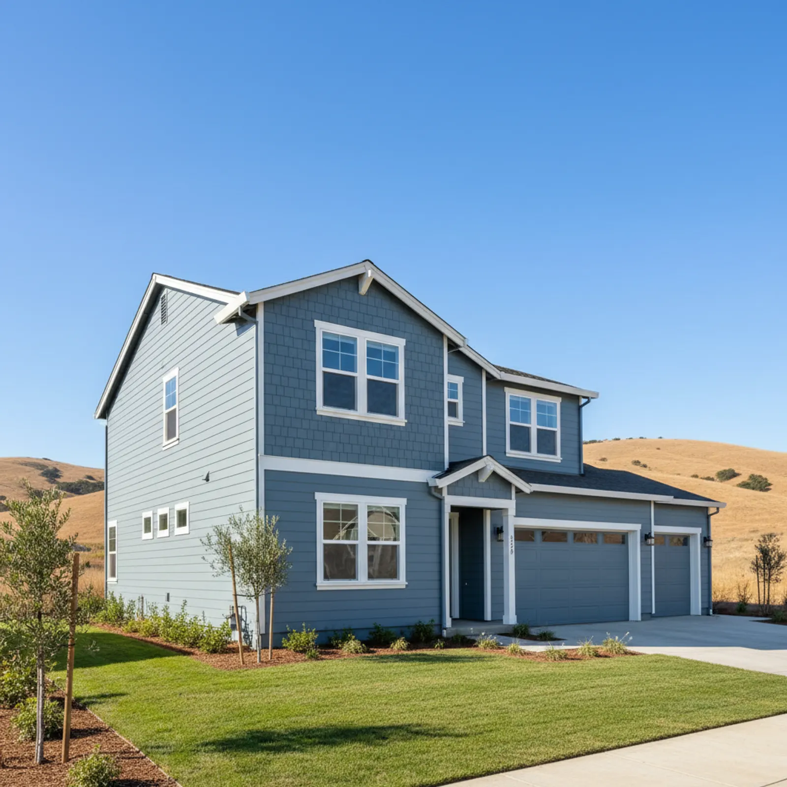 Fiber cement re-side, American Canyon CA Wind- and moisture-managed fiber cement siding on an American Canyon California master-planned home