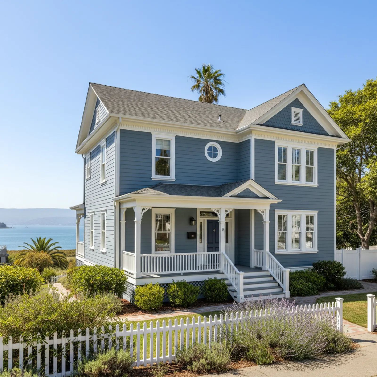 Historic re-side, Benicia CA Period-sensitive, wind- and moisture-managed fiber cement siding on a historic Benicia California home