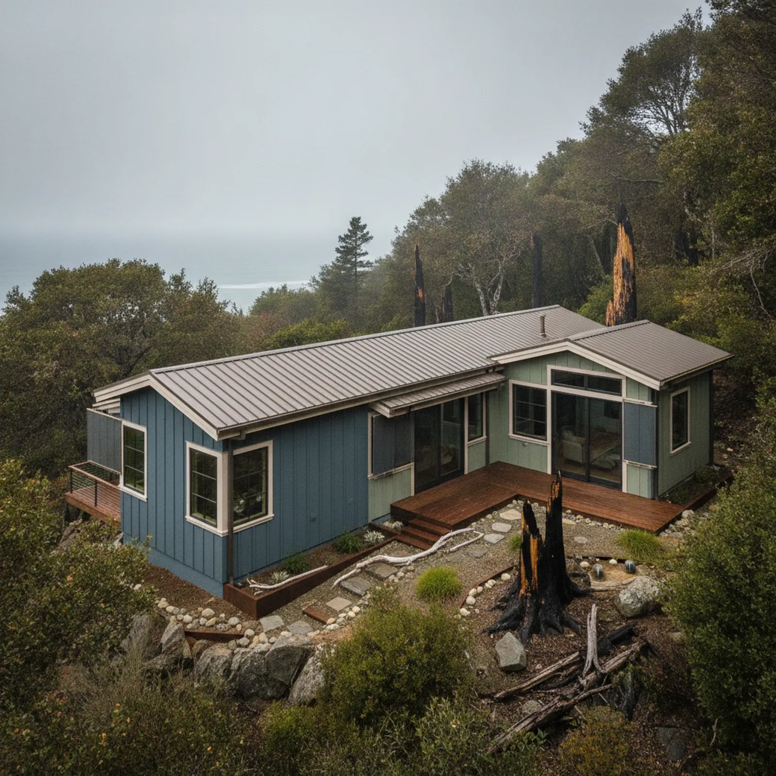 Fire-Resistant Siding in Bonny Doon, CA Fire-Resistant Siding for Santa Cruz Mountains ridge and forest homes in Bonny Doon, California