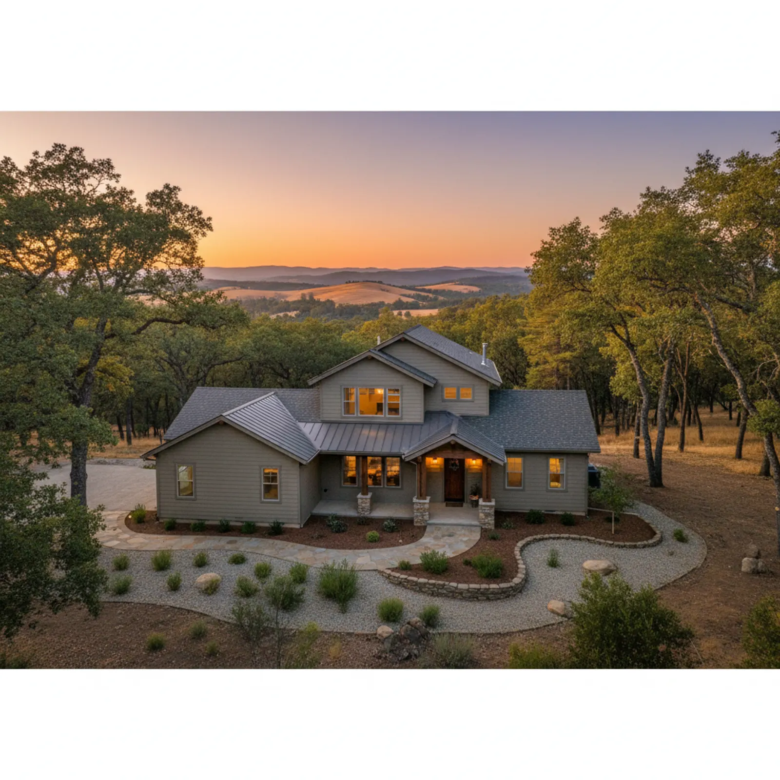 Fire-resistant re-side, Cameron Park CA Fire-resistant fiber cement siding on an oak-woodland home in Cameron Park California