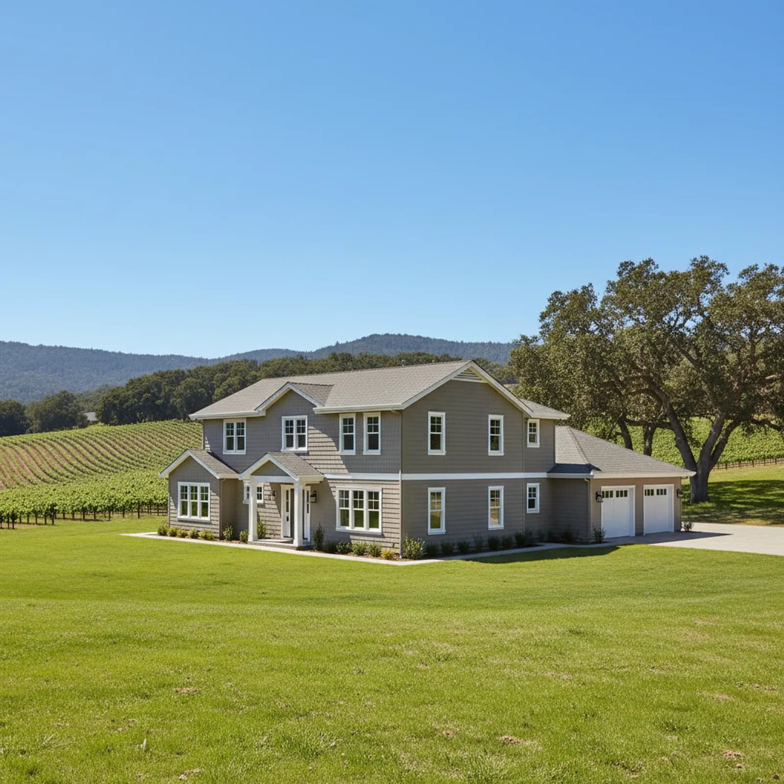 Fire-hardened estate re-side, Healdsburg CA Architectural fire-hardened fiber cement siding on a Healdsburg California vineyard estate