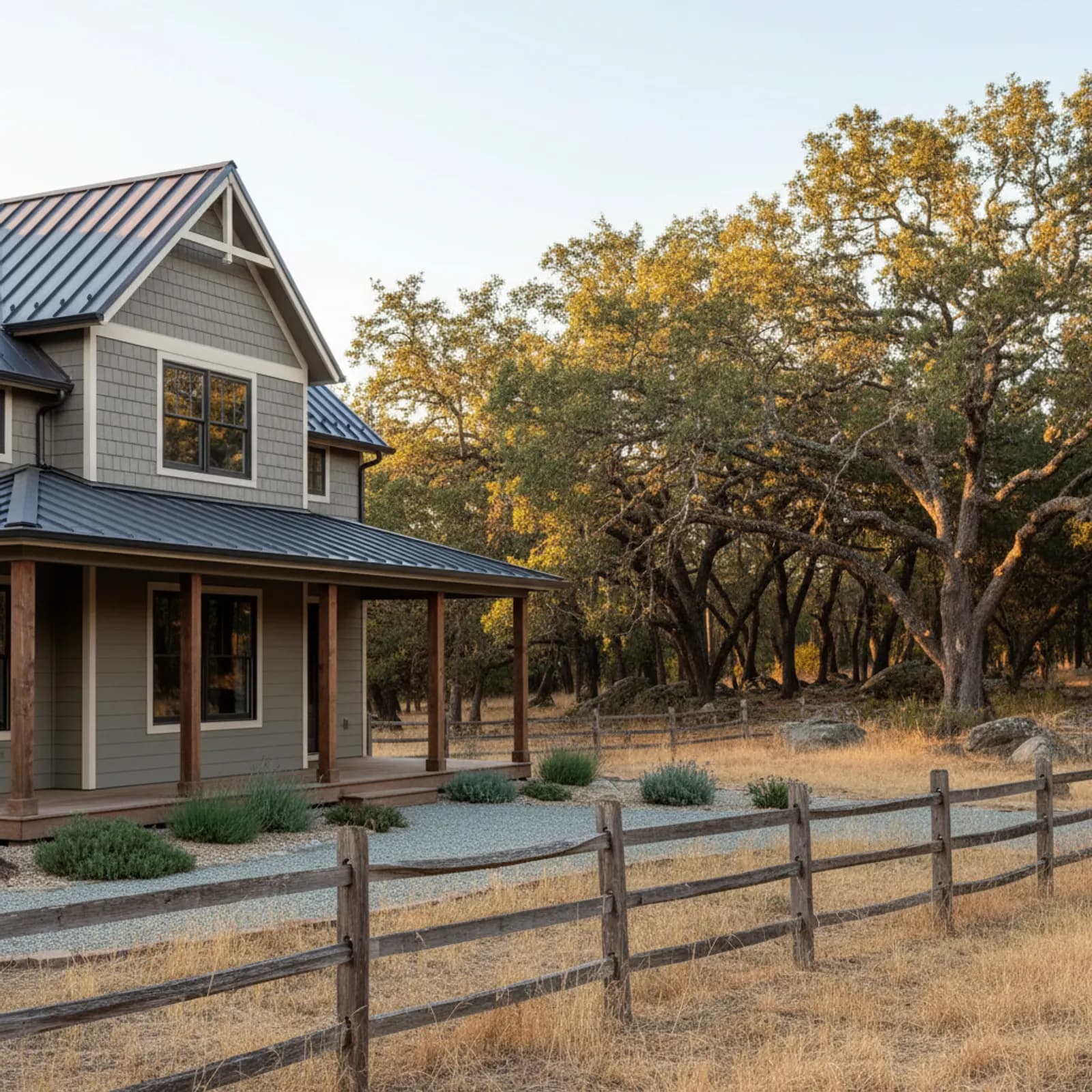 Fire-resistant re-side, Loomis CA Fire-resistant fiber cement siding on a rural oak-woodland home in Loomis California