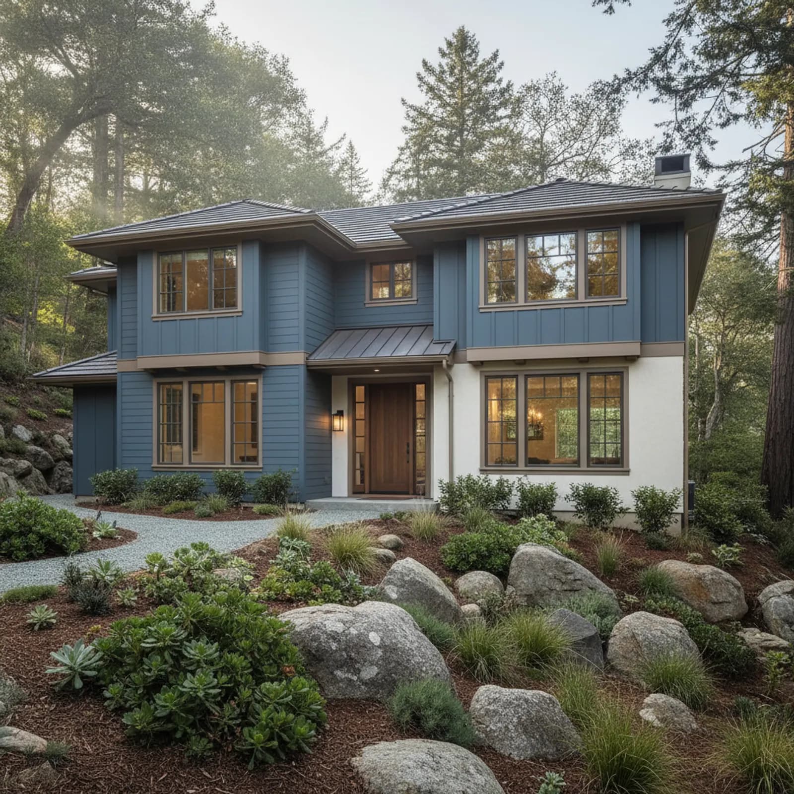 Fire-Resistant Siding in Mill Valley, CA Fire-Resistant Siding for wooded hillside custom homes in Mill Valley, California