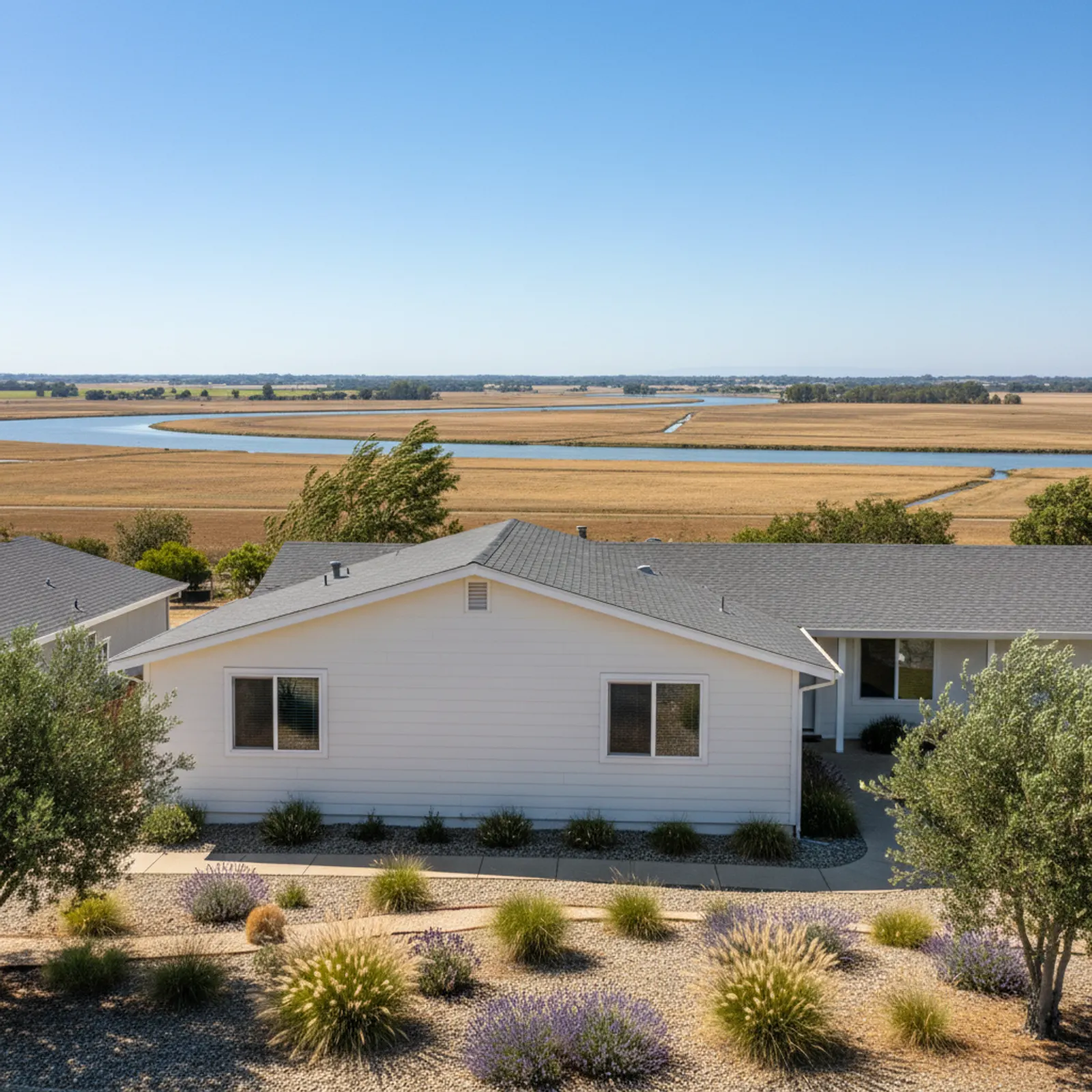 Fiber cement re-side, Rio Vista CA Low-maintenance, wind-engineered fiber cement siding on a Rio Vista California home