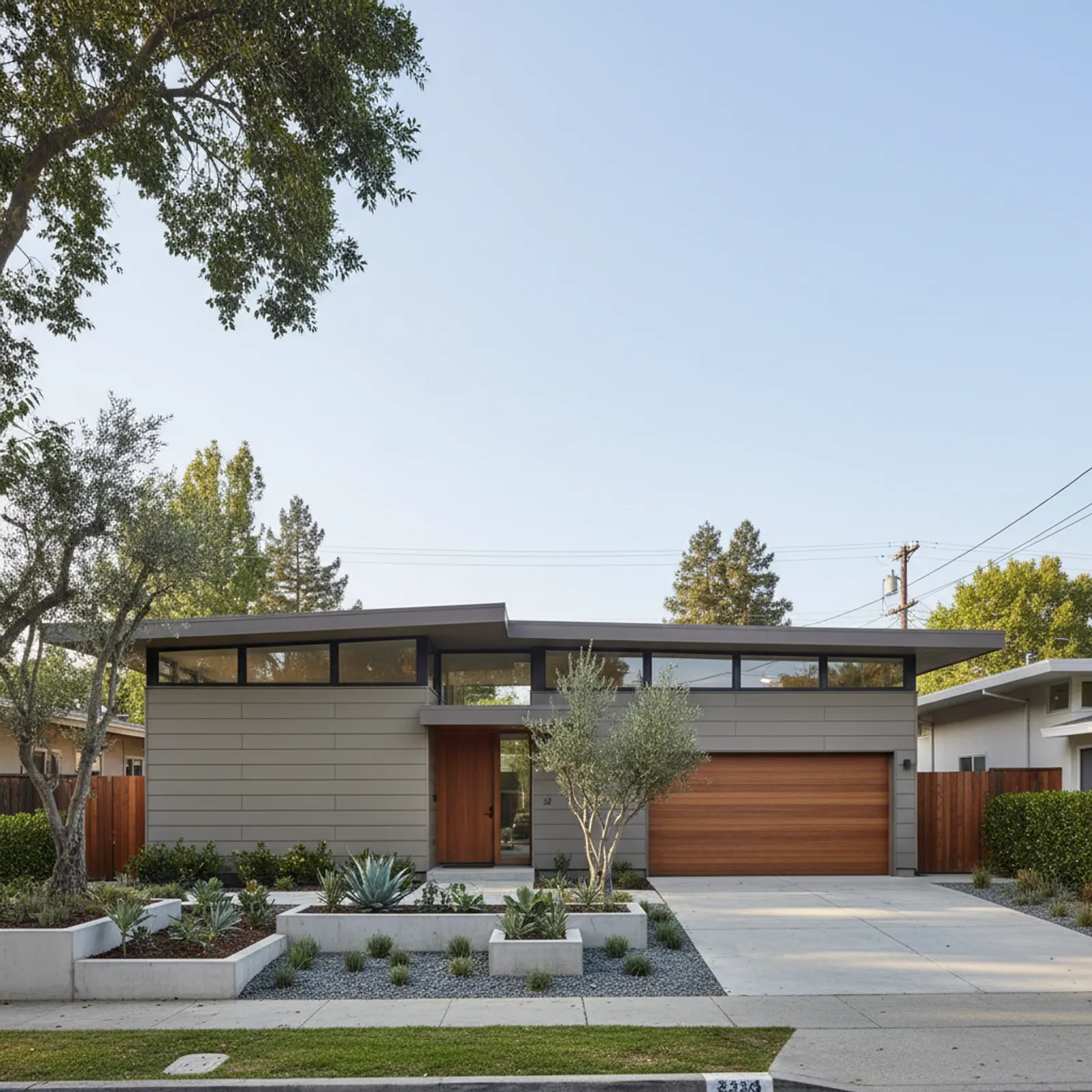 Fiber cement re-side, San Jose CA Refined fiber cement siding on a mid-century Eichler-style home in San Jose California