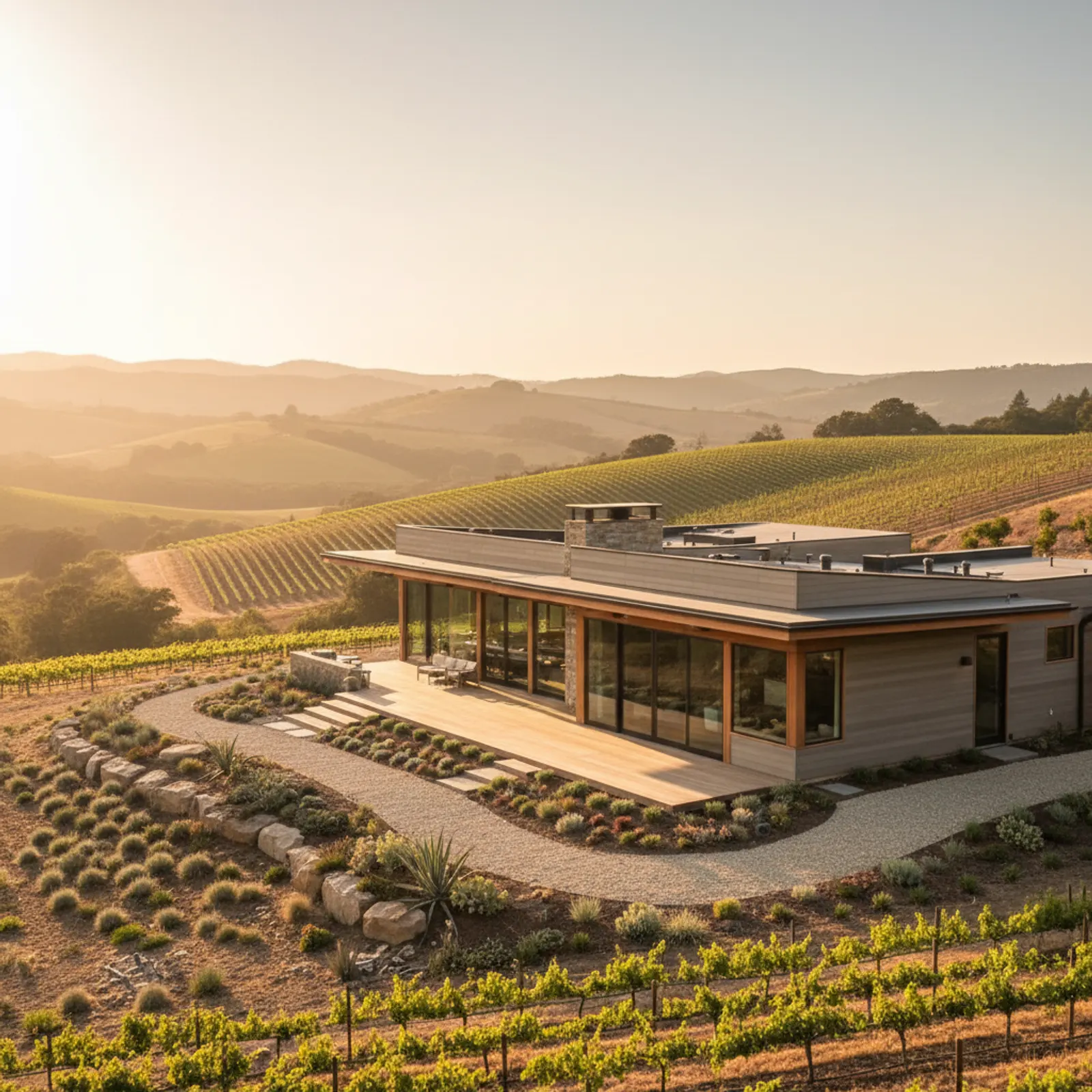 Fire-hardened re-side, Santa Rosa CA Fire-resistant fiber cement siding on a Santa Rosa California hillside home above wine country