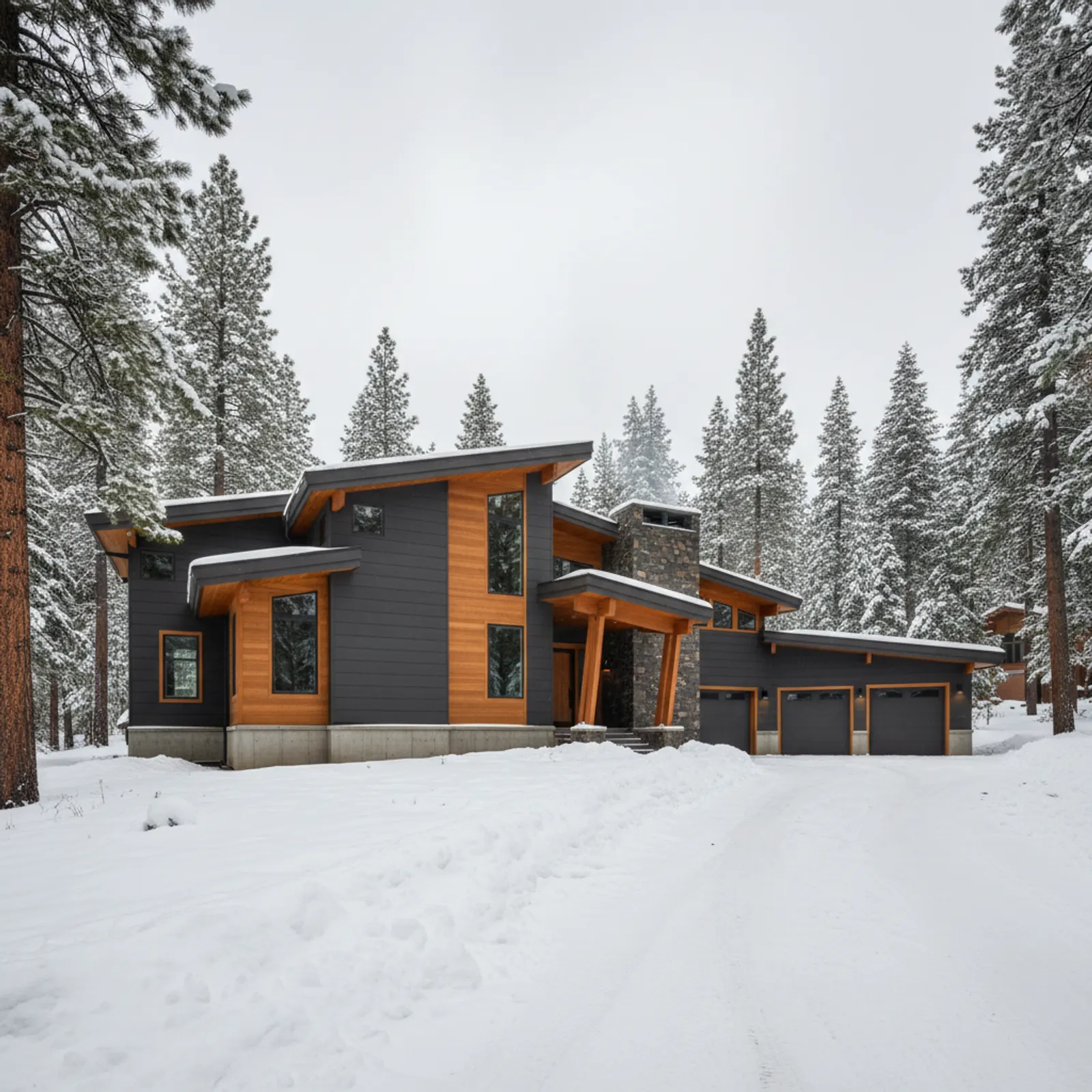 Mountain re-side, South Lake Tahoe CA Non-combustible mountain fiber cement siding on a South Lake Tahoe California home in snow