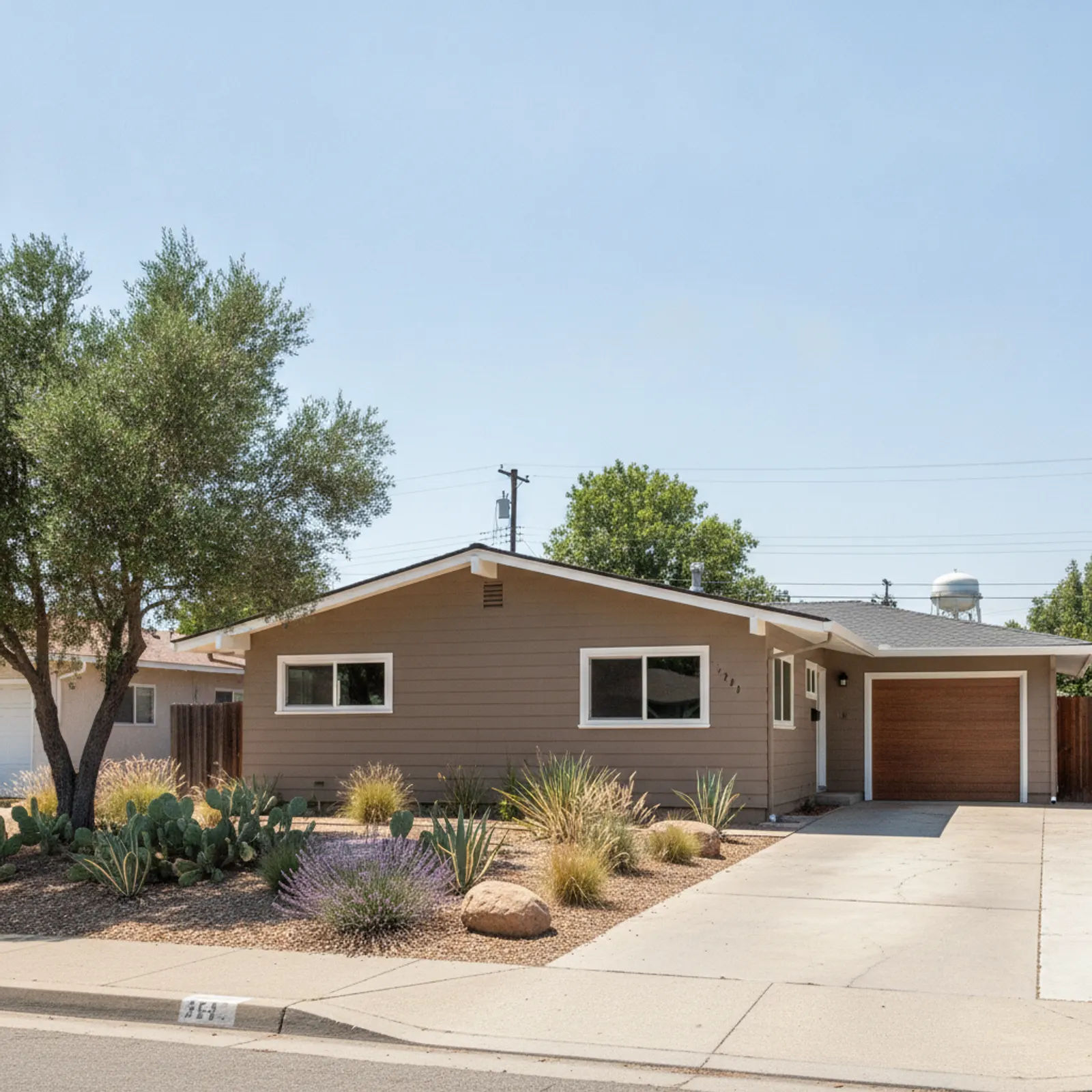Fiber cement re-side, Turlock CA Fiber cement siding on a mid-century ranch home in Turlock California