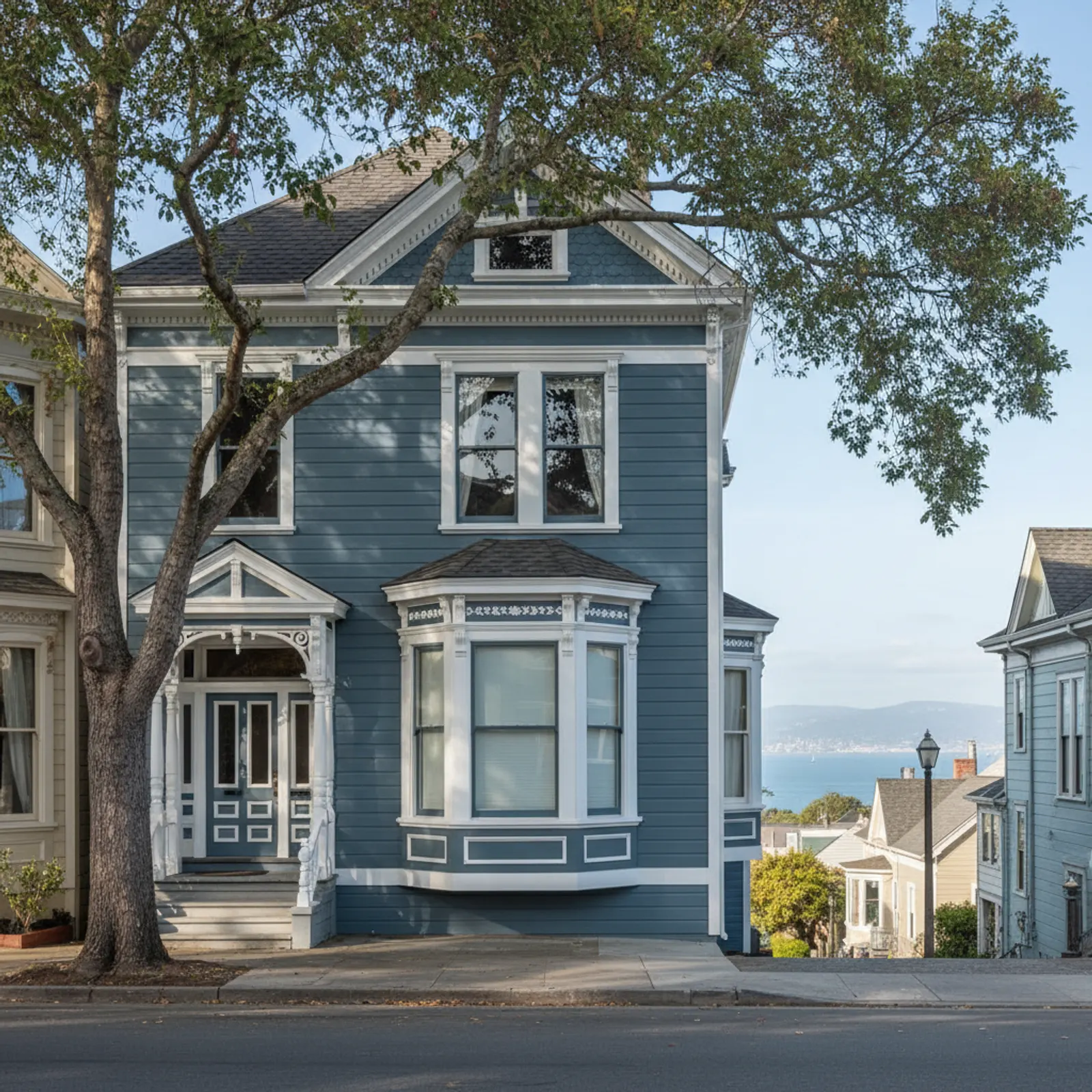 Heritage re-side, Vallejo CA Period-sensitive fiber cement siding on a Heritage District Victorian in Vallejo California