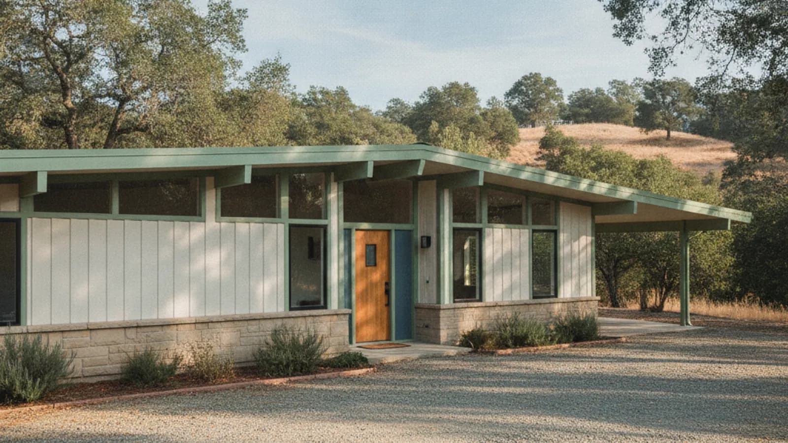 A mid-century home re-sided in fiber cement after professional asbestos abatement