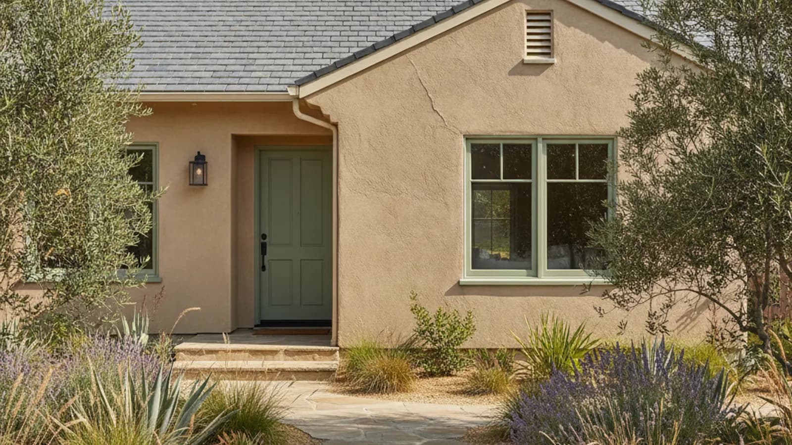 A California stucco home with hairline cracks and a crack at a window corner, a candidate for re-siding