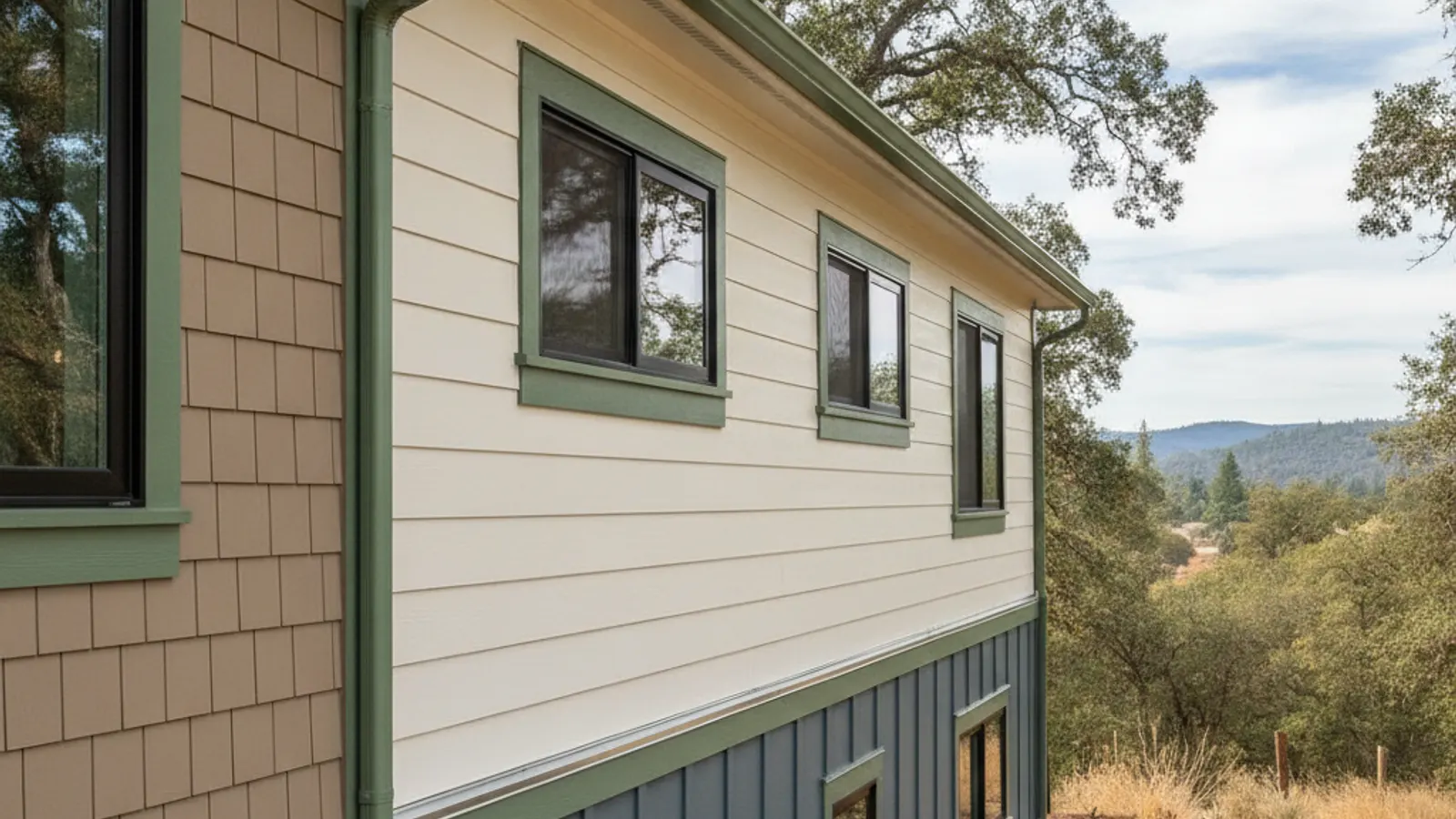 Fiber cement lap siding installed over furring on a former stucco wall